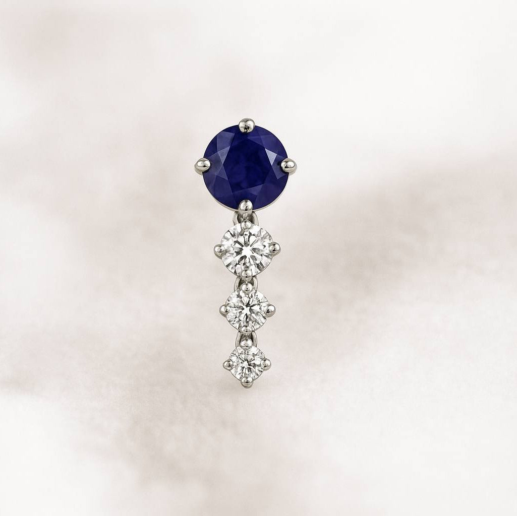 ספיר עגול עגילים 