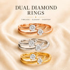 2 gold rings with two diamonds 