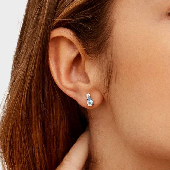 אקוומרין עגיל ויהלומים