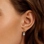 aquamarine earrings on ear