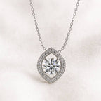 Diamond necklace on a light pink background