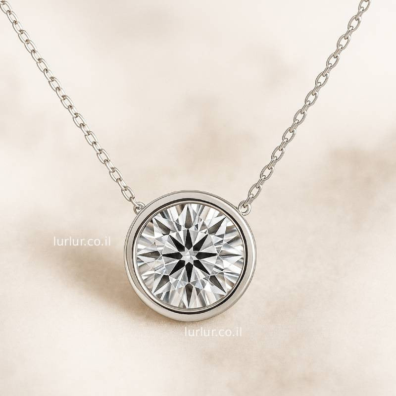 Diamond necklace on a beige background