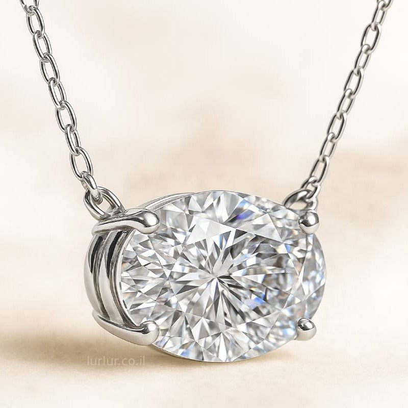 Diamond necklace on a beige background