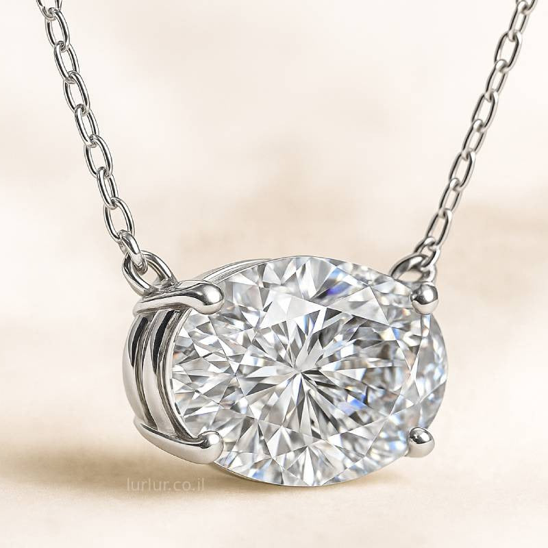 Diamond necklace on a beige background