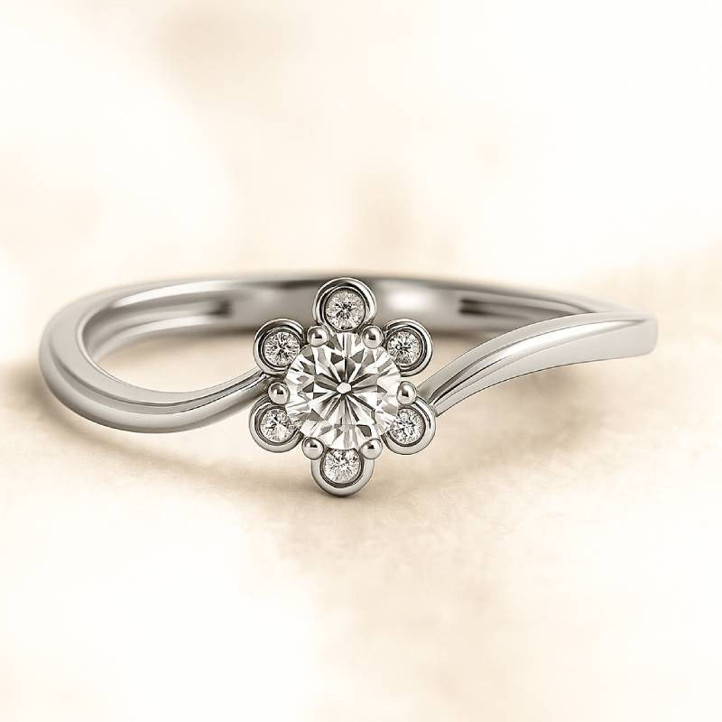 ring with a diamond on a beige background