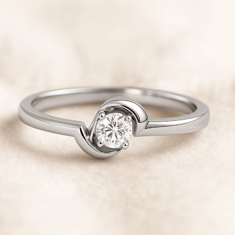  ring with a diamond on a beige background