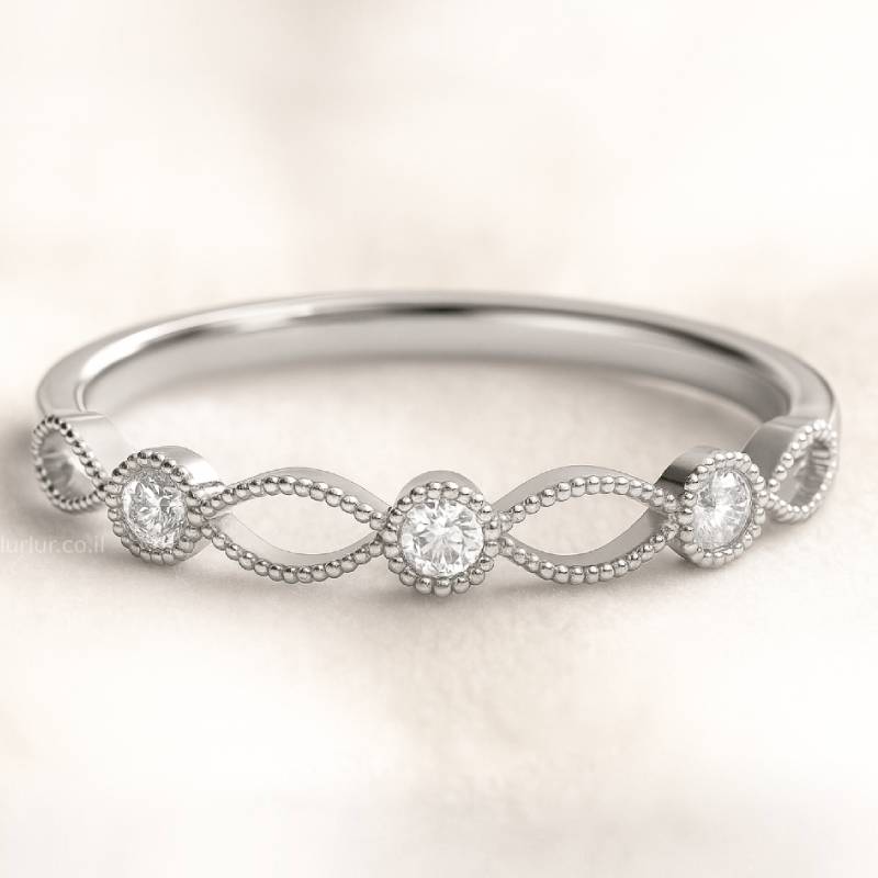  ring with diamond accents on a light background
