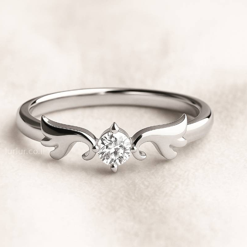 ring with a diamond on a light beige background