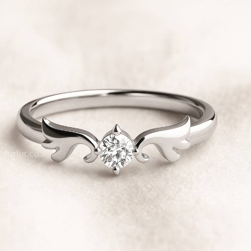 ring with a diamond on a light beige background