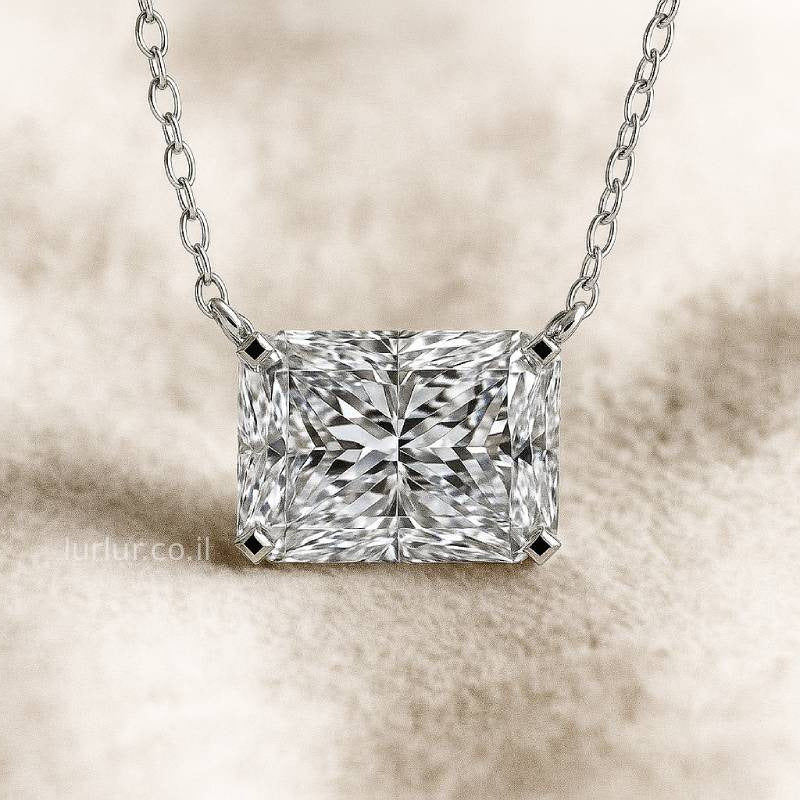 Diamond necklace on a beige background
