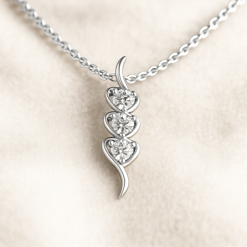  necklace with a heart-shaped pendant on a beige background