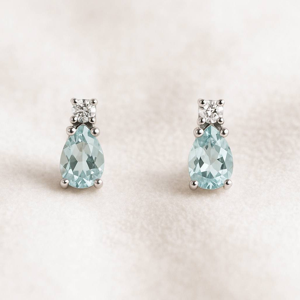 אקוומרין עגילים יהלומים