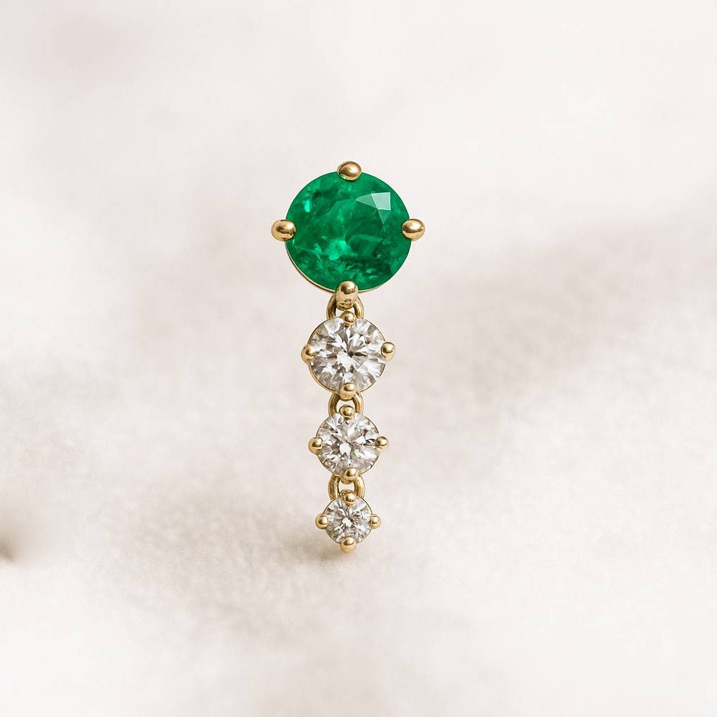 SINGLE EMERALD EARRINGS