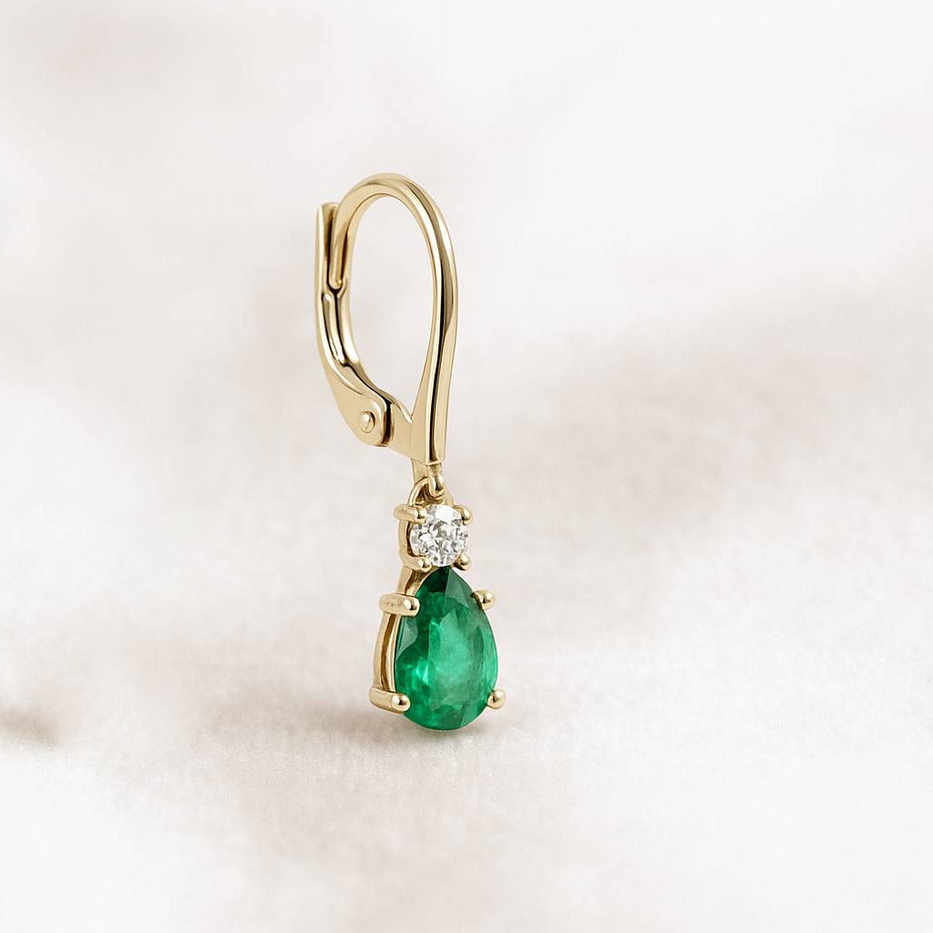 עגיל אמרלד ירוק ויהלומים